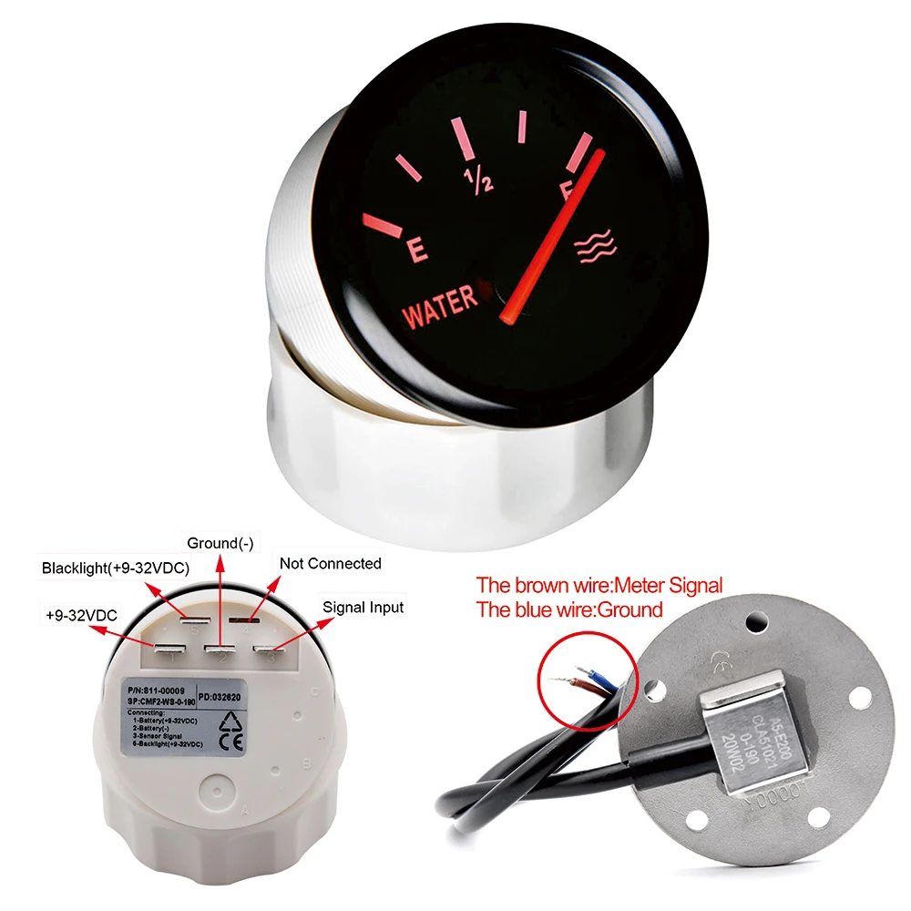 Датчик уровня топлива 52 мм + датчик 0 ~ 190 Ом красная подсветка цифровой индикатор