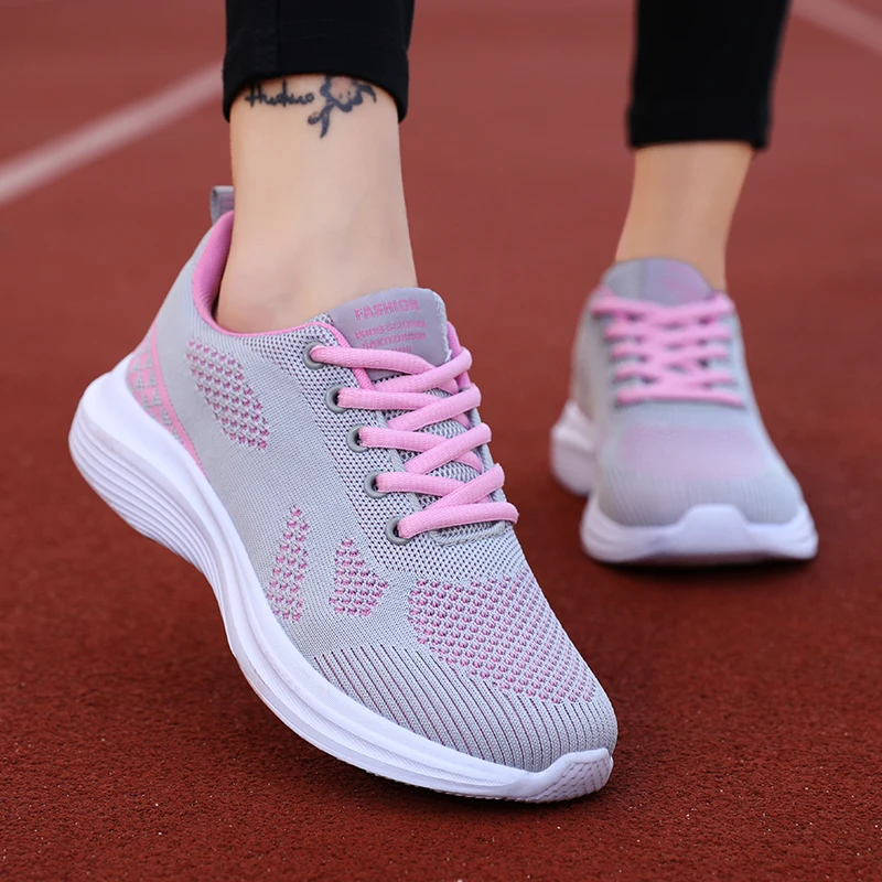 

2021 Fashion Sports Shoes Fashion Breathable Vulcanized Flat Shoes Breathable Women Casual Shoes Lacing Light Large Size 35~42