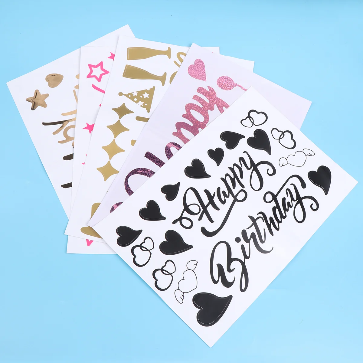 

5pcs Birthday Party Stickers Letters Decals Balloon Decoration Stickers for Birthday Party