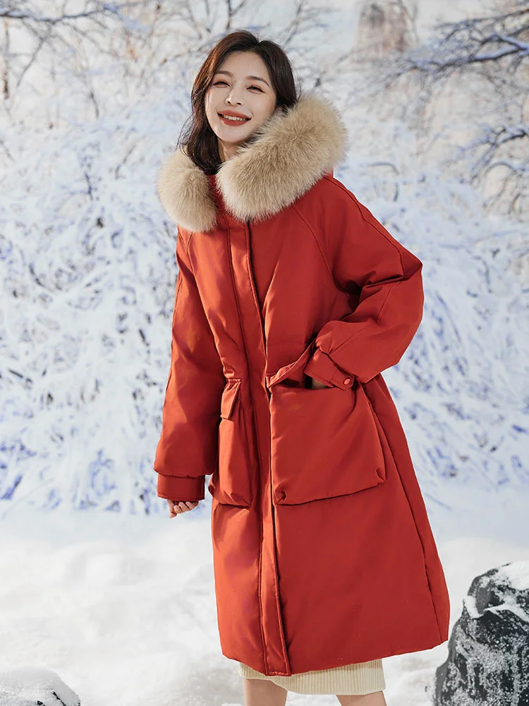 

Новинка 2023, зимнее пуховое пальто, женская Высококачественная куртка на белом утином пуху