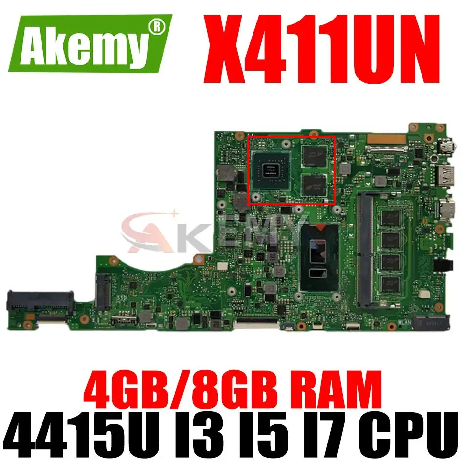 

X411UN Mainboard For ASUS VivoBook-14 X411UQ X411UN S4200V S4200U S4100U Laptop Motherboard 4415U I3 I5 I7 CPU 4GB 8GB RAM