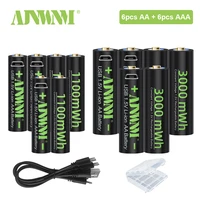ajnwnm 1100mwh aaa rechargeable battery 1 5v lithium aaa batteries usb aa 1 5v rechargeable batteries 3000mwh with usb cable