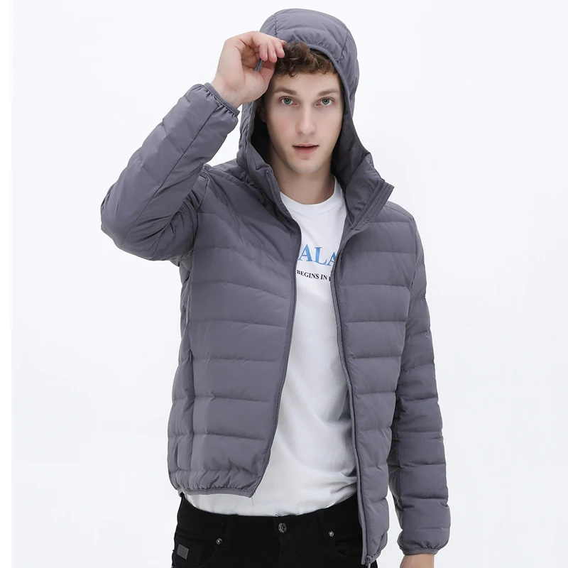 New Man Ultra Light Down Jacket Hooded Soft Matt Fabric Waterproof Down Jackets Seamless Winter Autumn Warm Down Coat