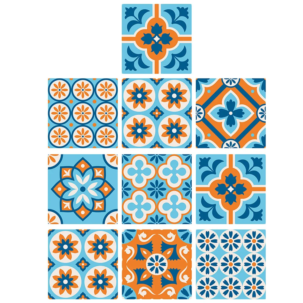 

10 Pcs/1 Orange Stickers Bathroom Tile Sticker Wall Sticker Tailgate Bathroom Backsplash Vinyl Stair Decals Deco sticker