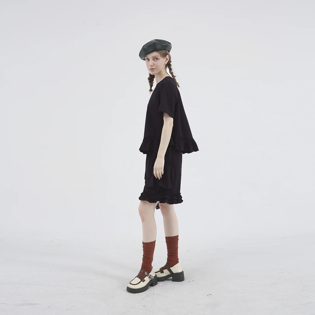 Leorlax Original Design 2023 New Solid Color Shorts Women Loose Casual Ruffled Straight Elastic Waist Pants Summer 22062