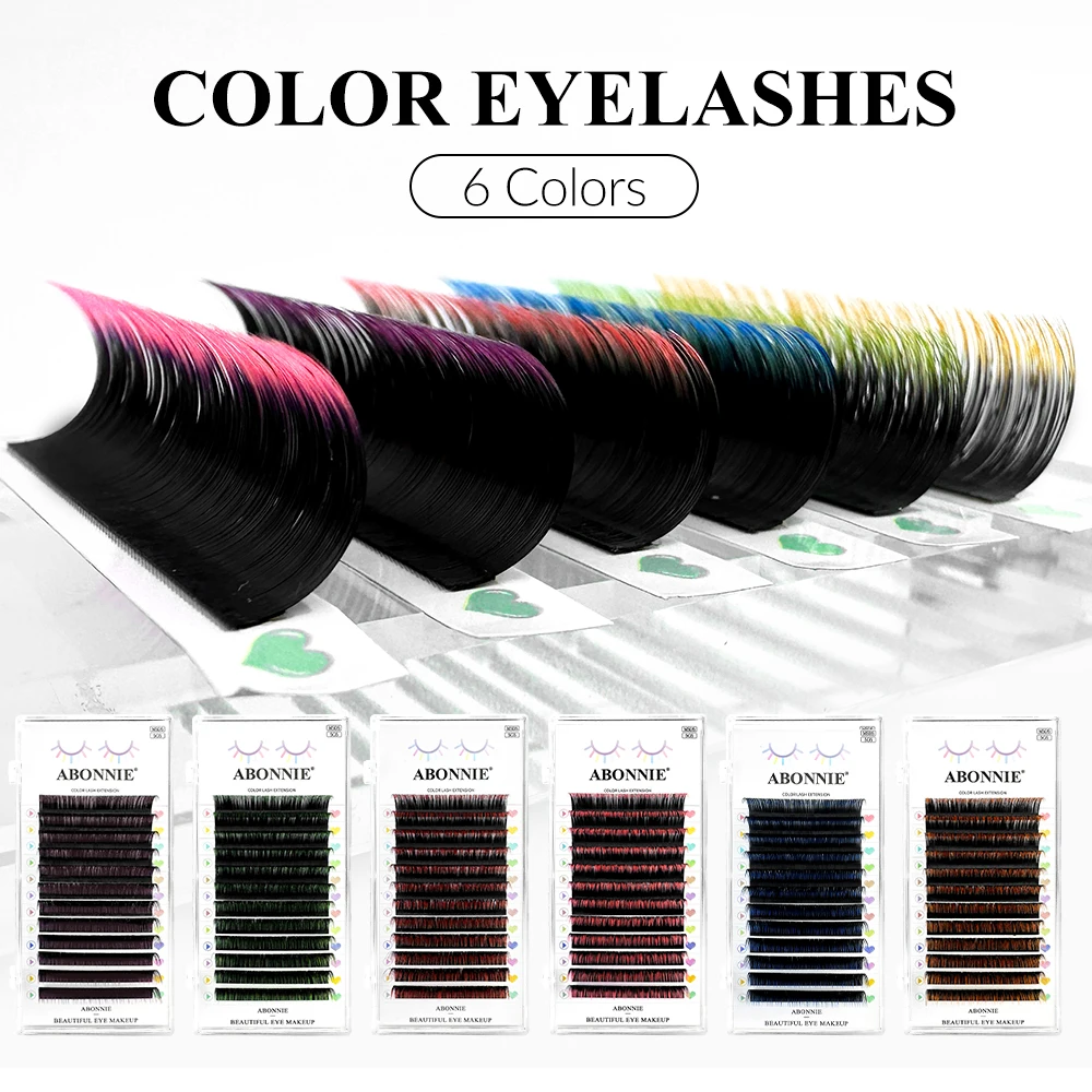 ABONNIE Black Ombre Colored Classic Volume Eyelash Extensions Handmade Fluffy Lashes Supplies Natural for Daily