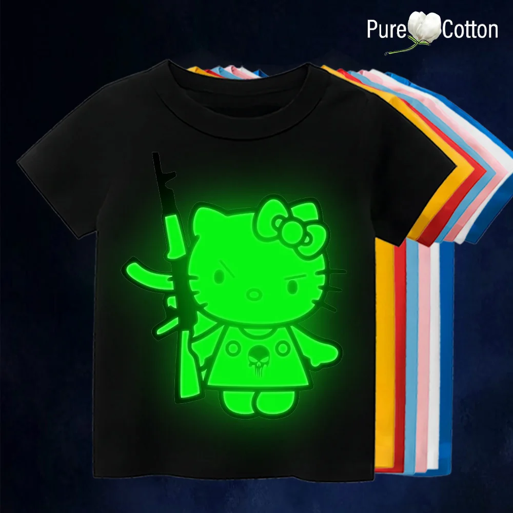 Совершенно Новый Детский Комплект С Короткими Рукавами И Рисунком Кота В Уличном