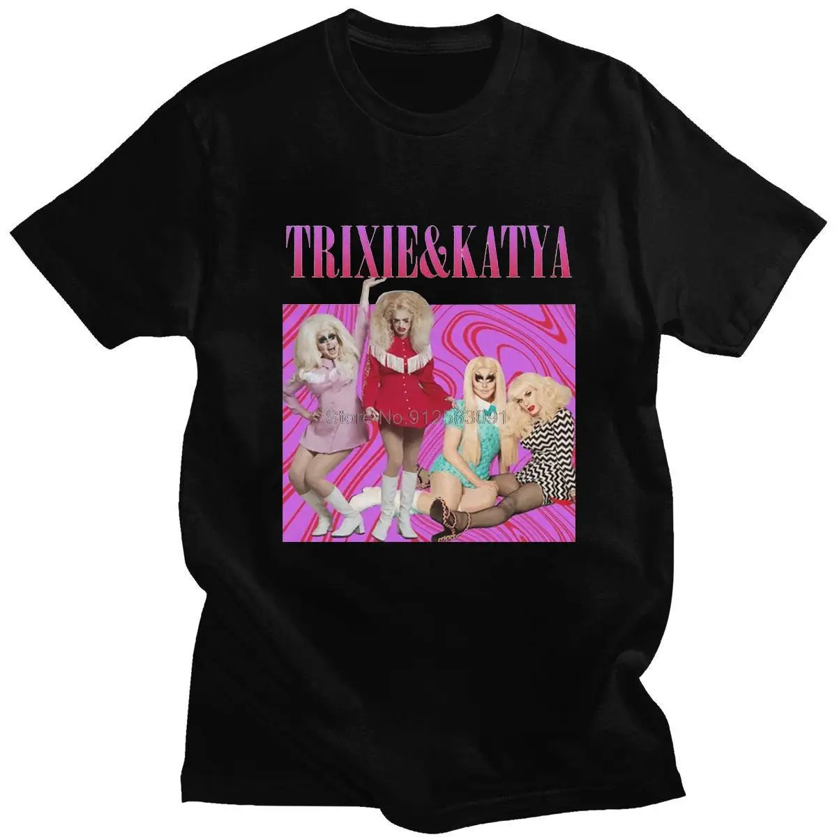 

Trixie Katya High Street Fun Sisters Tshirt Summer Short Sleeve Classic Cotton Loose men's T-shirt Design A Niche and Lazy Style