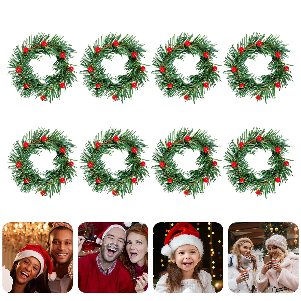 

Wreathchristmas Berry Rings Small Wreaths Advent Red Xmas Pillar Candlestick Mini Garland Pine Miniature Retro Door Front