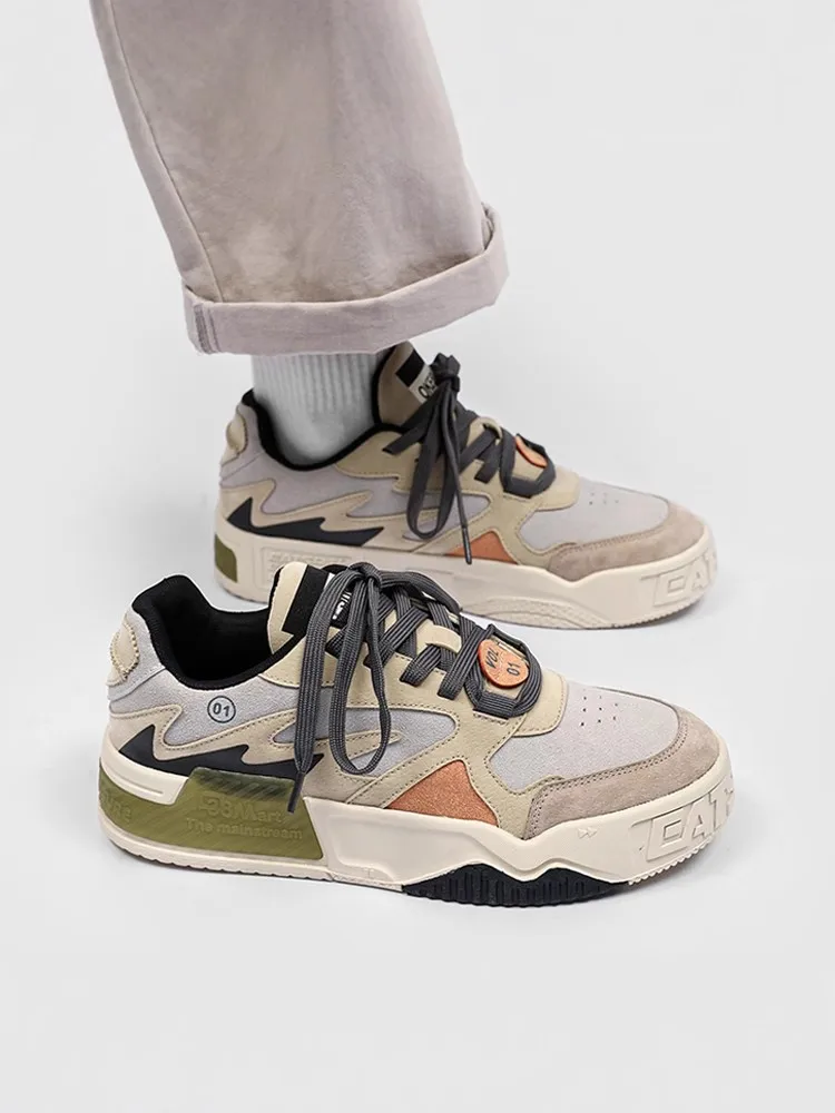 Popular Shoes Men's Autumn and Winter Versatile Original Board Thick Sole Height Increasing Sports Le...