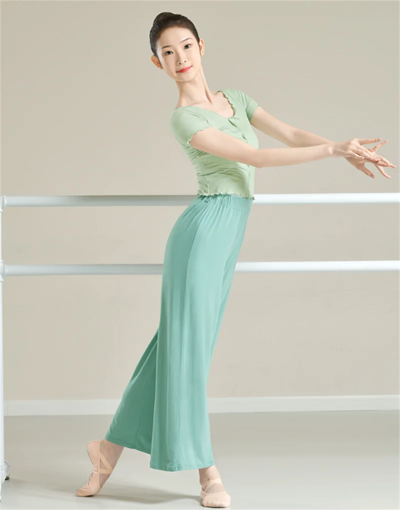 

Женская эластичная балетная тренировочная рубашка с эластичным поясом