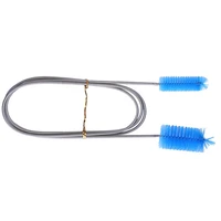 1pc spring flexible long double head fish tank cleaning brush hose brush pipe brush