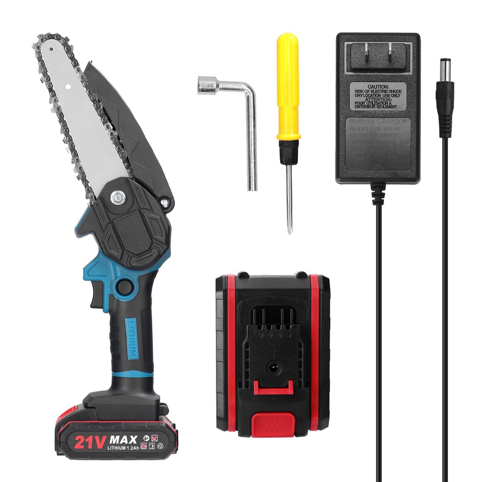 

21V 6inch Electric Pruning Saws Portable Wood Splitting Chainsaw Brush Motor One-handed Woodworking Tool for Garden Orchard