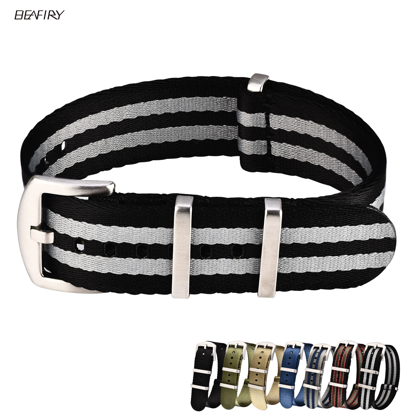 BEAFIRY Nato cinturino di sicurezza cinturino in Nylon 20mm 22mm Zulu cinturini per orologi cinturini sportivi per huawei samsung nero grigio blu cachi