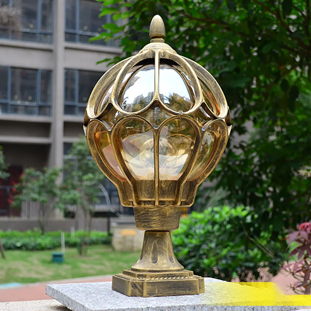 1 шт. уличная лампа на столбе глобус стеклянный абажур дверной столб