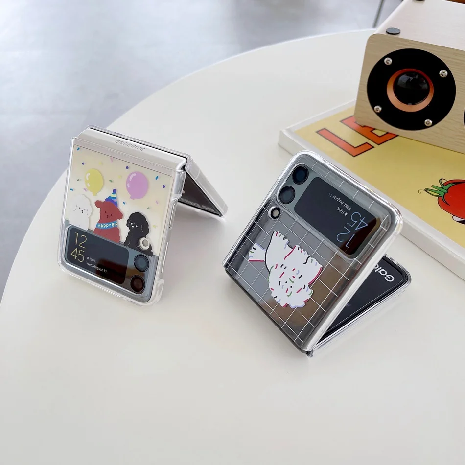 

Cute Korean cartoon Phone Case For Samsung Galaxy Z Flip3 Cases soft silicone shell Shockproof Coque for Galaxy ZFlip3 case