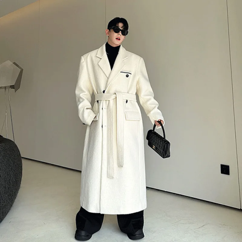 Корейский дизайн мужские шерстяные пальто повседневные утолщенные однобортные