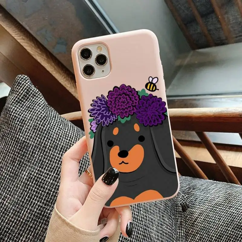 

Dachshund Phone Case for iPhone 11 12 13 Mini Pro Xs Max 8 7 6 6S Plus X XR Solid Candy Color Case