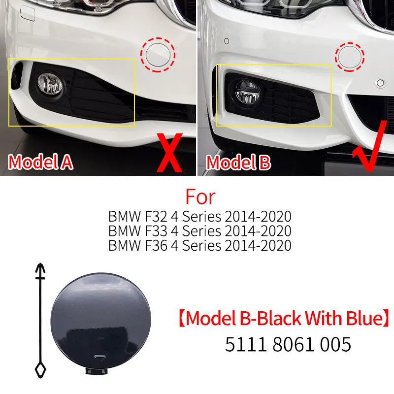 

Для BMW F32 F33 F36 M Sport 2014-2020 Автомобильный передний бампер с крюком для прицепа, буксировочная крышка, аксессуар для BMW 4 серии 420 425 430 440
