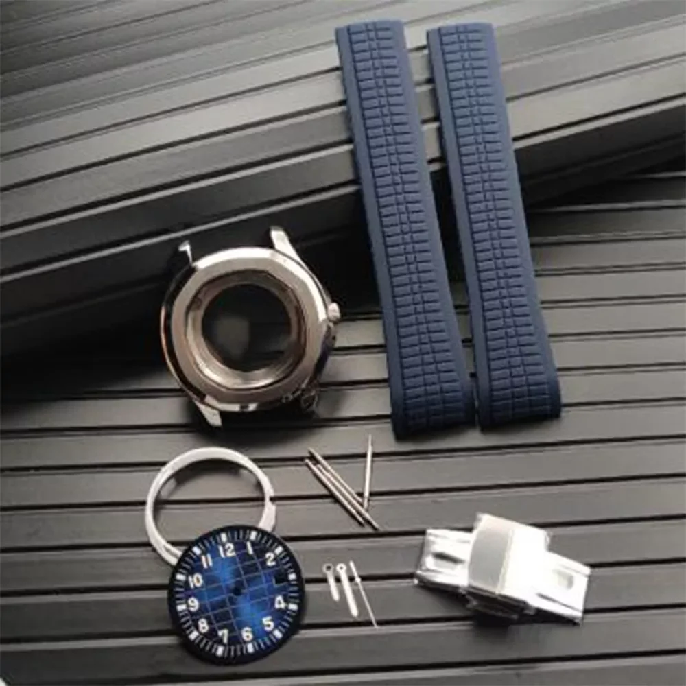 

NEW2023 42mm Modify Aquanaut Watch Case +Strap +Dial +Watch Hands Set Super C3 Green Luminous Mechanical Diving Watch Parts For