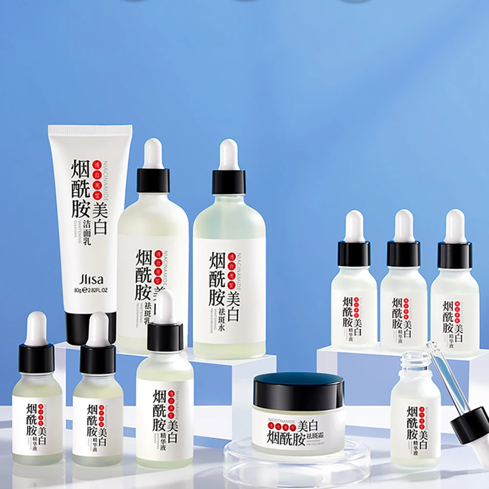 Nicotinamide Whitening Remove Spots Face Skin Care Sets 11Pcs Moisturizing Repair Dry Reduce Wrinkles Acne Marks for Face Serum