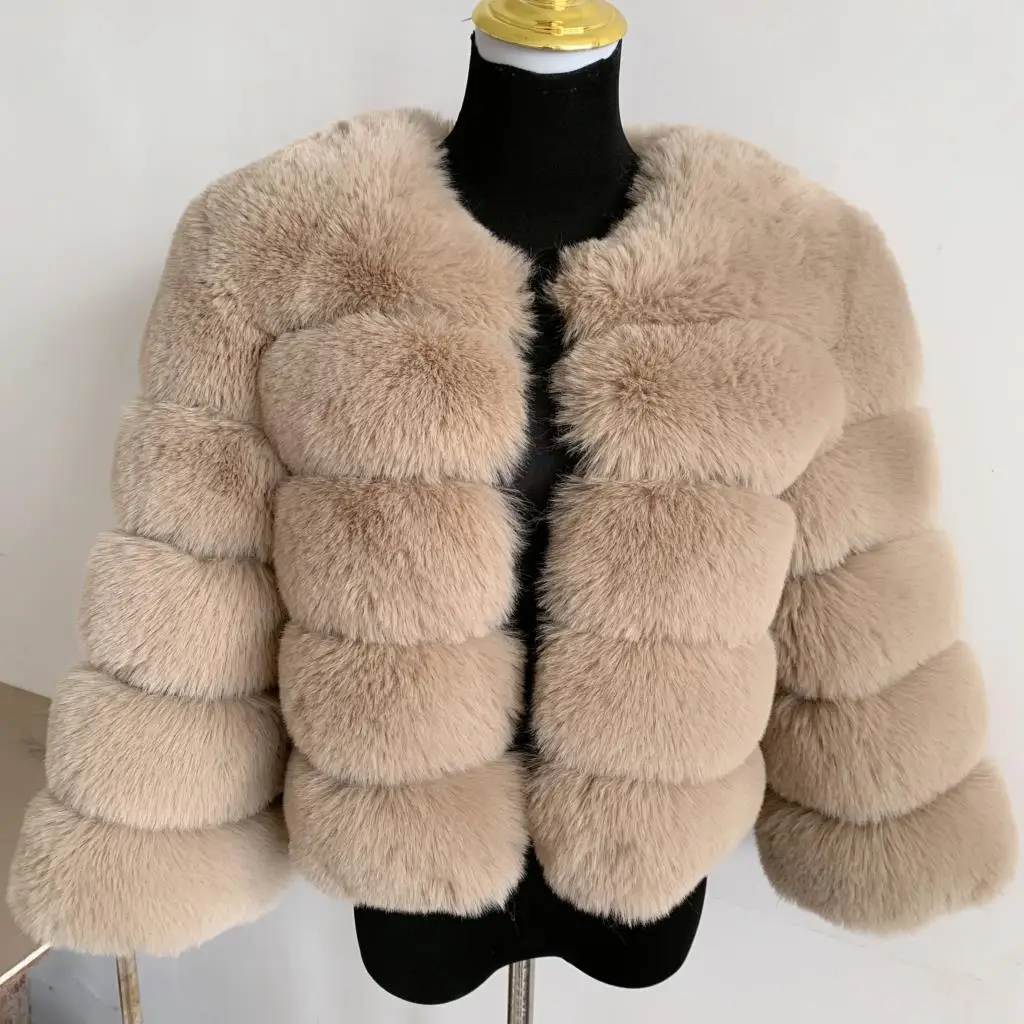 

Женская модная шуба из искусственного меха, Супер популярная женская короткая пушистая куртка из искусственного лисьего меха на осень и зиму, женское пушистое пальто высокого качества 7xl