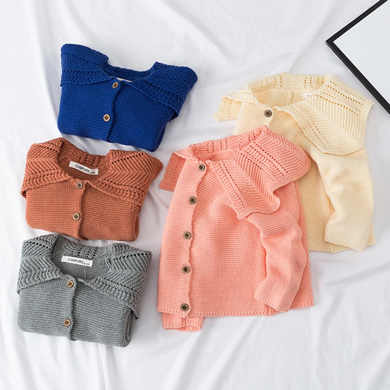 

Infant Baby Boys Girls Long Sleeve Knitted Children Cardigan Coat Kids Lotus Leaf Collar Baby Boys Girls Cardigan Coat Clothes
