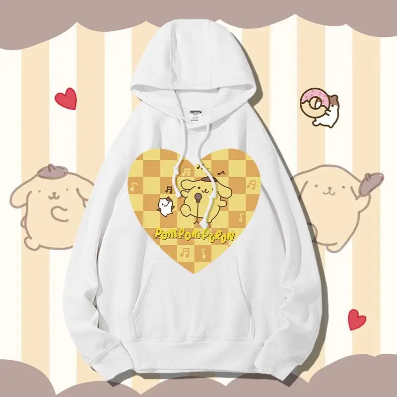 

Новинка, толстовка Sanrio Kawali Pompompurin с капюшоном, хлопковая свободная Удобная Милая мультяшная Толстовка для девочек, подарок для девушки на день рождения