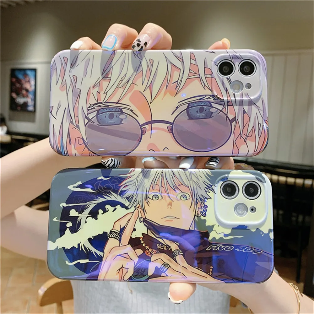 

Hot Serial Anime Jujutsu Kaisen Gojo Satoru Phone Case for iphone 13 Pro Max 12 11 X Xs XR 7 8 Plus Blu-ray Soft Silicon Cover