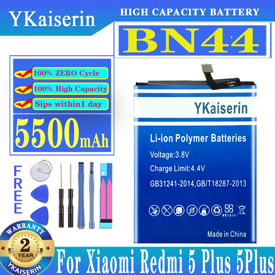

YKaiserin For Xiao Mi BN44 BN 44 BN-44 5500mAh Battery For Xiaomi Redmi 5 Plus 5Plus Battery Batteria + Track NO