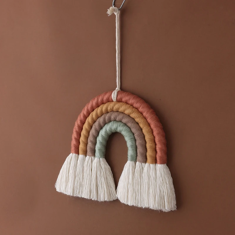

Rainbow Wall Hanging Ornament Handmade Weaving Macrame Home Decoration for Nurse