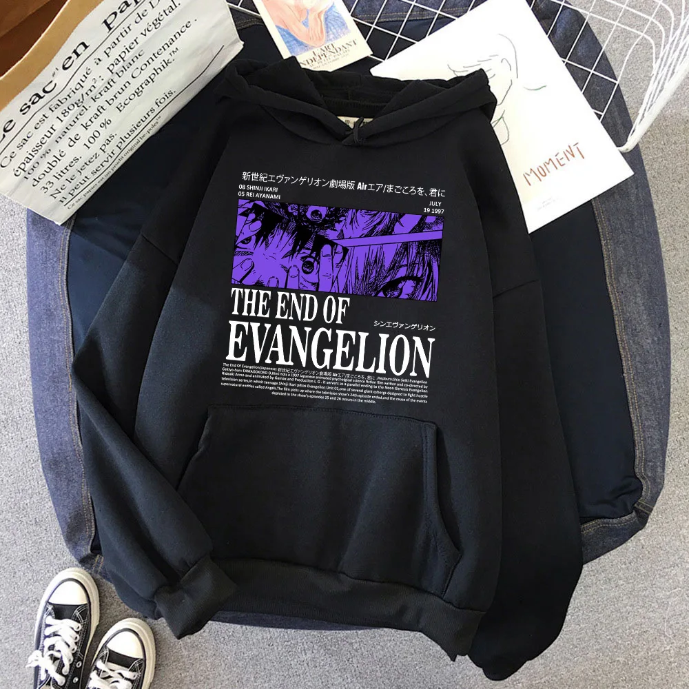 

Evangelion Funny Anime Hoodies Men's Women's Loose Pullovers Harajuku Style Tops Hip Hop Hooded Casual Couple Sweatshirts
