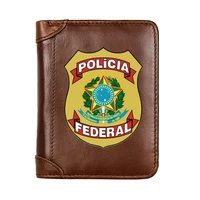 high quality brasil pol%c3%adcia federal badge genuine leather men wallet classic pocket slim card holder male short coin purses
