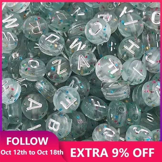 

50pcs/Lot Sequins Transparent Acrylic Letter Beads Round Square Alphabet Spacer Bead For Jewelry Making Diy Bracelet Accessories