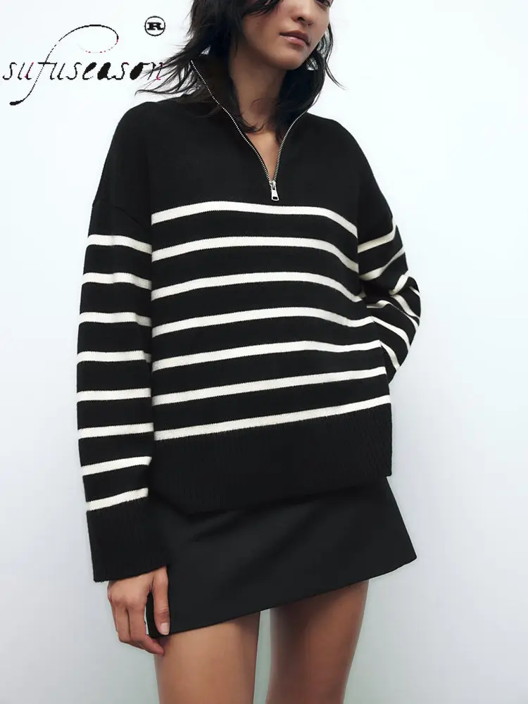 

Fall Sweater for Women Turtleneck Casual Autumn Winter Knit Ladie Long Sleeve New In Pink Top Striped 2022 Pullover Y2k Female