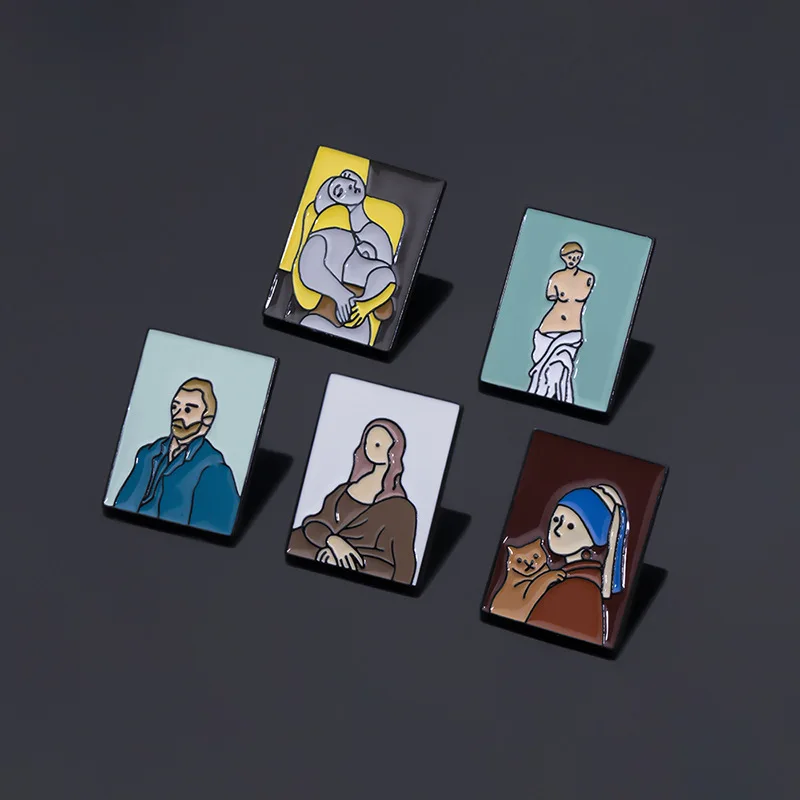 

Art Oil Painting Frame Enamel Pin Artist Dream Picasso Mona Lisa Da Vinci Brooch Clothes Lapel Pin Badge Jewelry Gift for Friend
