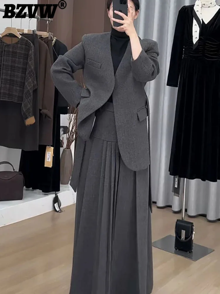 BZVW офисный женский шерстяной комплект из двух предметов пиджак с v-образным