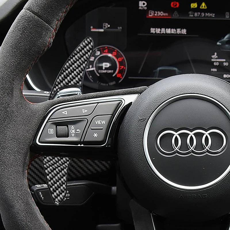 

Carbon Fibre Steering Wheel Shift Paddle Shifter Extension For Audi R8 Spyder RS3 8V RS4 RS5 B9 RS Q3 RS A6 A7 A5 Q8 TT