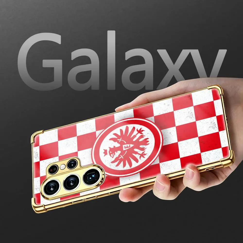 Фото Чехол для телефона E-EintrachtS F-Frankfurt для Samsung S26 S25 S24 S23 S22 S21 Plus Ultra FE, золотой, серебряный, с защитой углов от ударов, стеклянный №3
