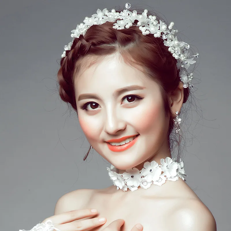 

Женский обруч для волос с белыми цветами, свадебные аксессуары для волос