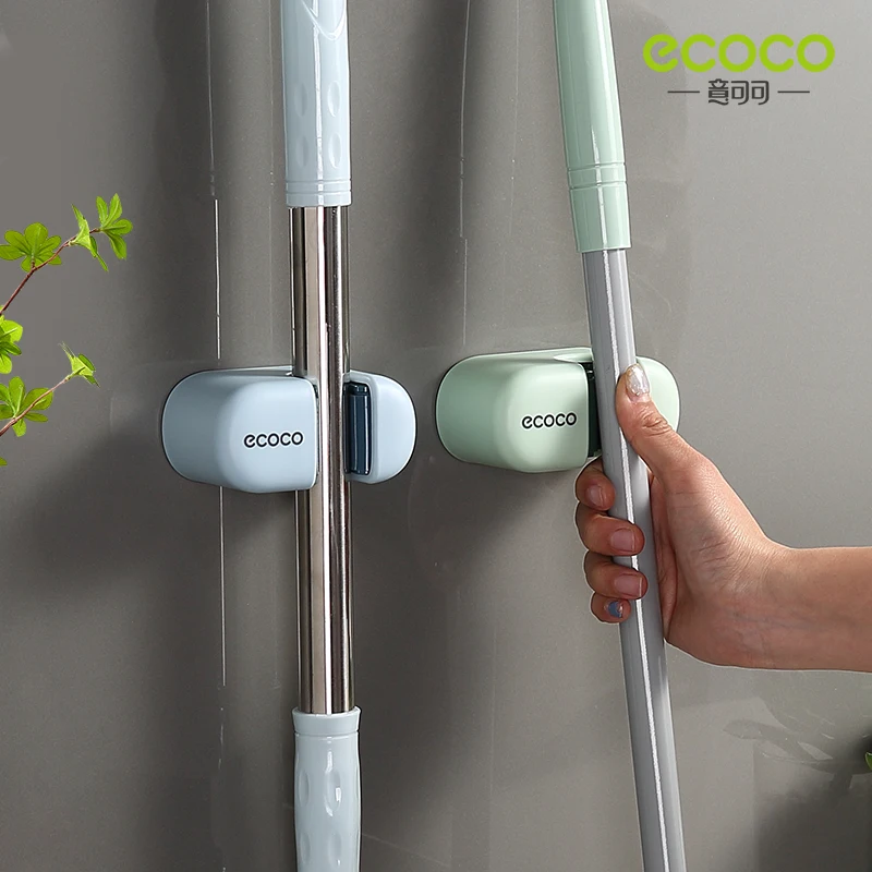 

Ecoco Mop Hook Hanger Punch-free Wall-mounted Bathroom Mop Storage Rack Viscose Strong Fixed Buckle Broom Clip