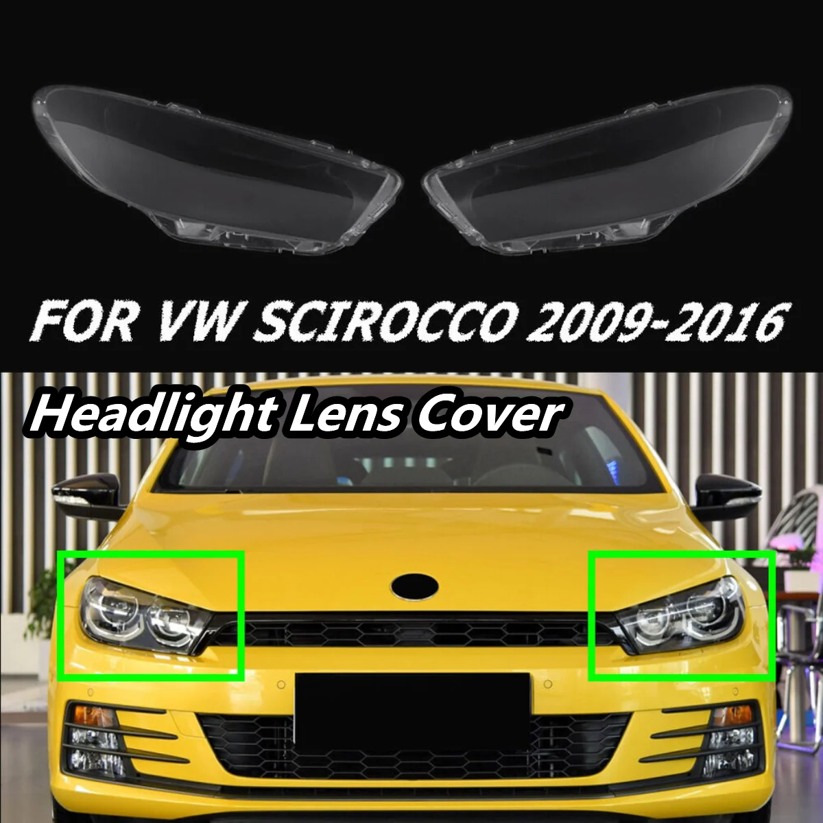 

Накладка на переднюю фару для Volkswagen VW Scirocco 2009-2016, накладка на переднюю фару автомобиля, сменный абажур, маска yjb02841