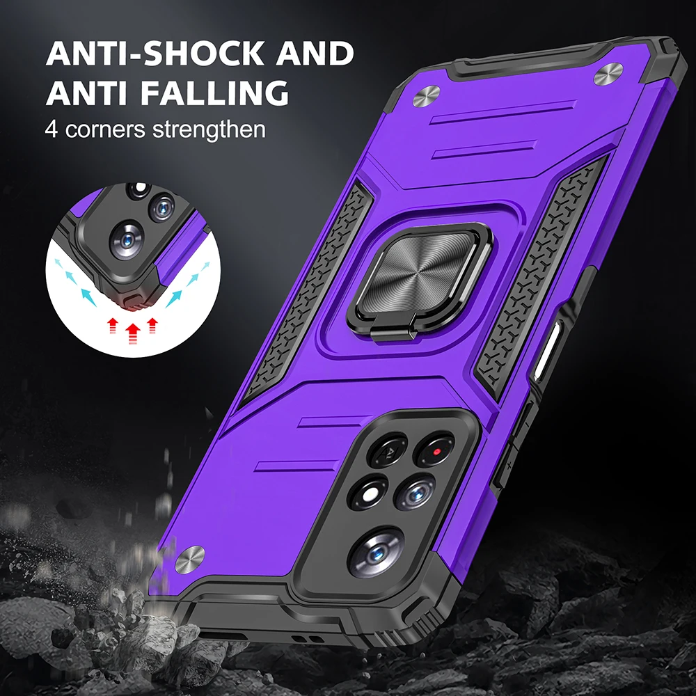Military Grade Bumpers Armor Cover Redmi Note 11 10S 9S 8 10 9 9A 9C 9Prime 9Power 8A K30 PRO MAX ring bracket phone case |