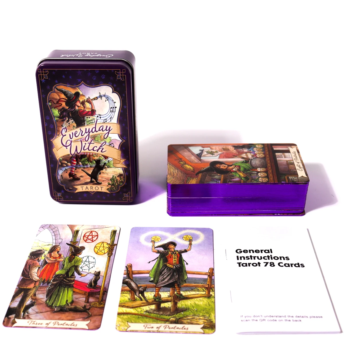 Повседневные карты ведьмы Таро металлическая жестяная коробка золотой 78 карт