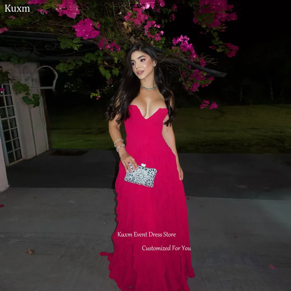 Фото Вечернее платье Kuxm Sweetheart A Line Mermaid без рукавов из шифона, элегантное, в пол, Vestido De Festa, на заказ №1