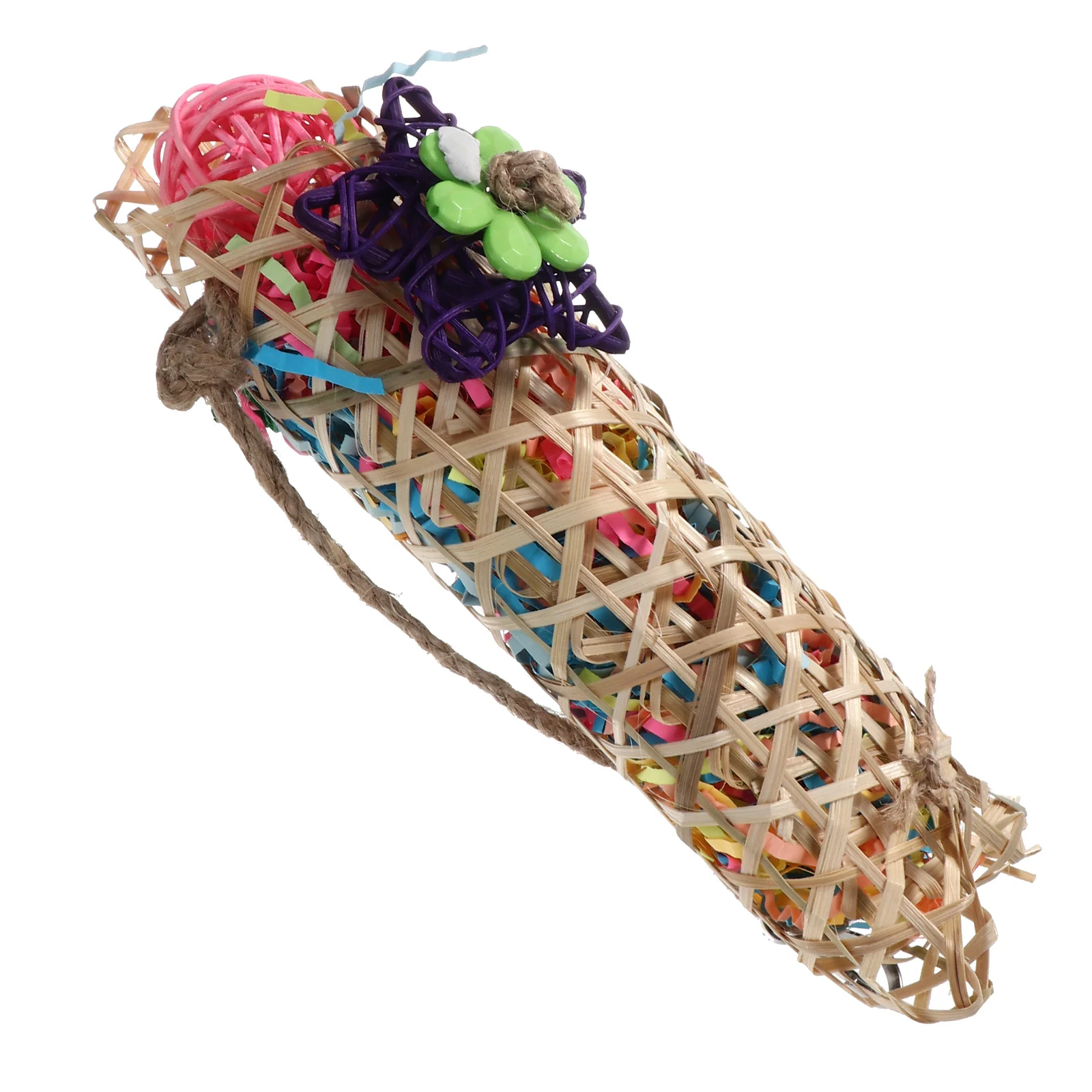 

Parrot Shredder Toys Teething Tearing Bird Foraging Rockhounding Tools Hanging Chew Rattan Balls
