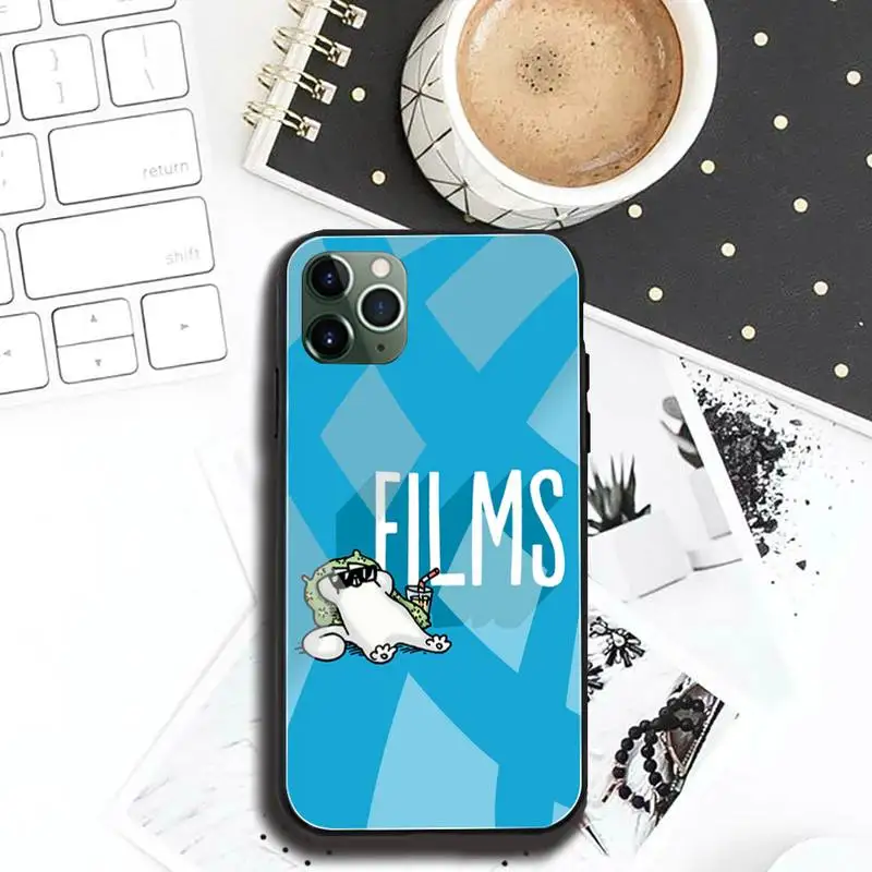 Милый мультяшный S-simons чехол для телефона с котом закаленное стекло iPhone 13 12 Mini 11 Pro