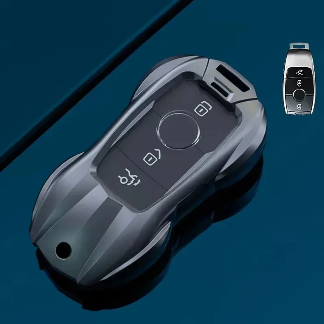 

Модный чехол для автомобильного ключа из сплава с цепочкой для Mercedes-Benz C, E, G, GLA, GLB, GLC, GLS, AMG, W176, W177, 203, 204, 205
