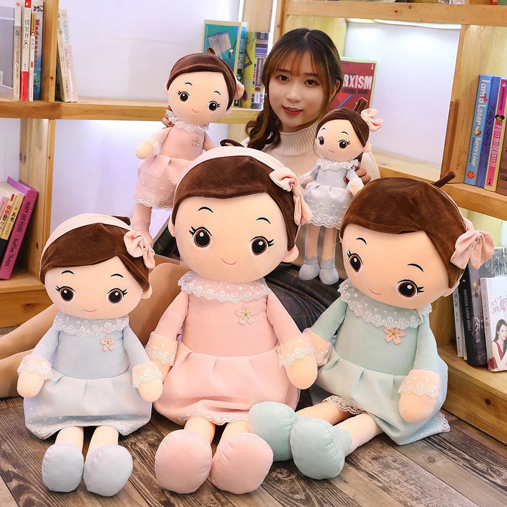 

Lints Girls Doll Portable Adorable Replacement Odorless Stuffed Children Sleeping Plush Toy Birthday Gift Blue 40cm