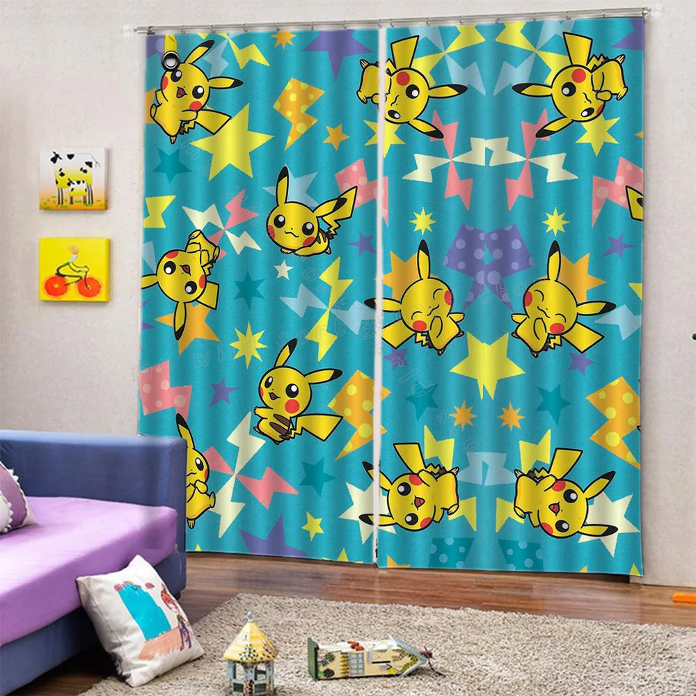 Занавеска на окна Пикачу в виде покемона для детской спальни |